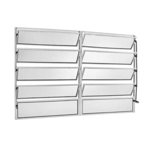 Janela Basculante 2 Sec. Vidro CANELADO Alumínio Brilhante Branco