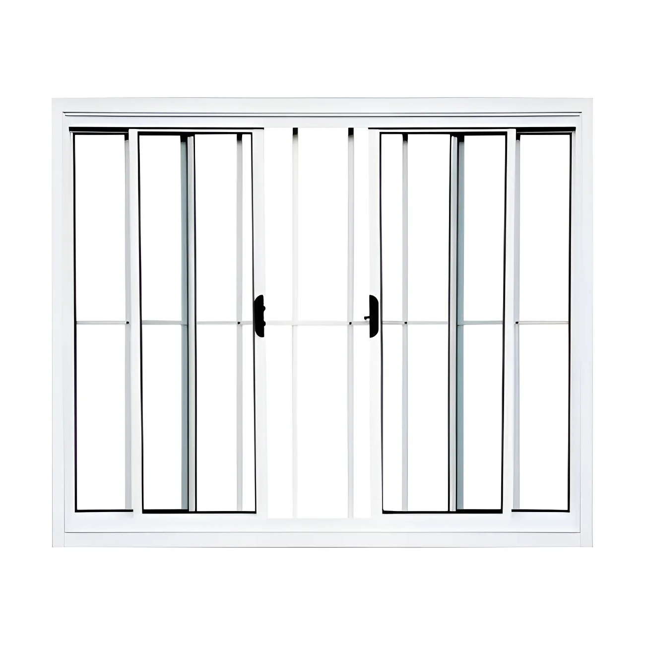 Janela De Correr 4 Fls Com Grade Alumínio Branco ou Brilhante Linha Master ou Modular