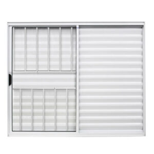Janela Veneziana 3 Fls Com Grade Alumínio Branco ou Brilhante Linha Master ou Modular