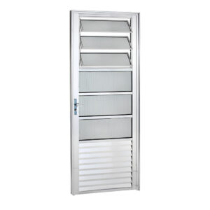 Porta Basculante Vidro Canelado Alumínio Branco ou Brilhante - Linha 25